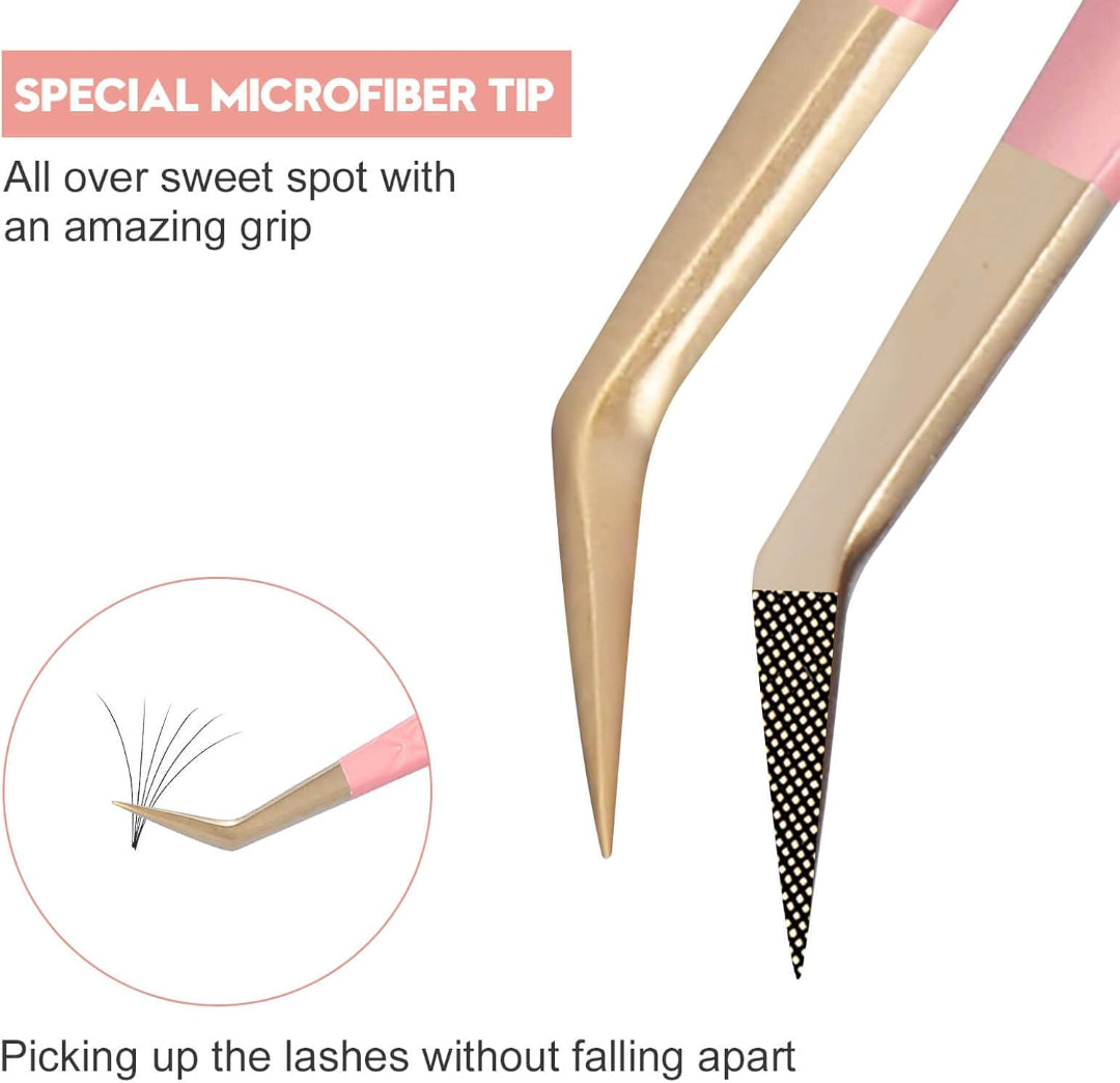 Professional Stainless Steel Eyelash Tweezers for Volume Eyelash Extensions