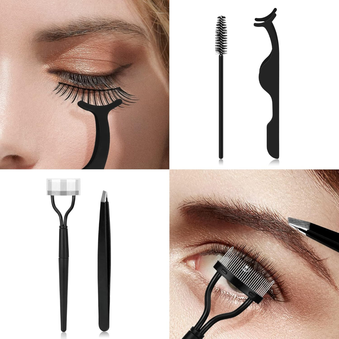 Eyelash Curler with Comb and Brush Fit All Eye Shape Curved Eyelash Curlers