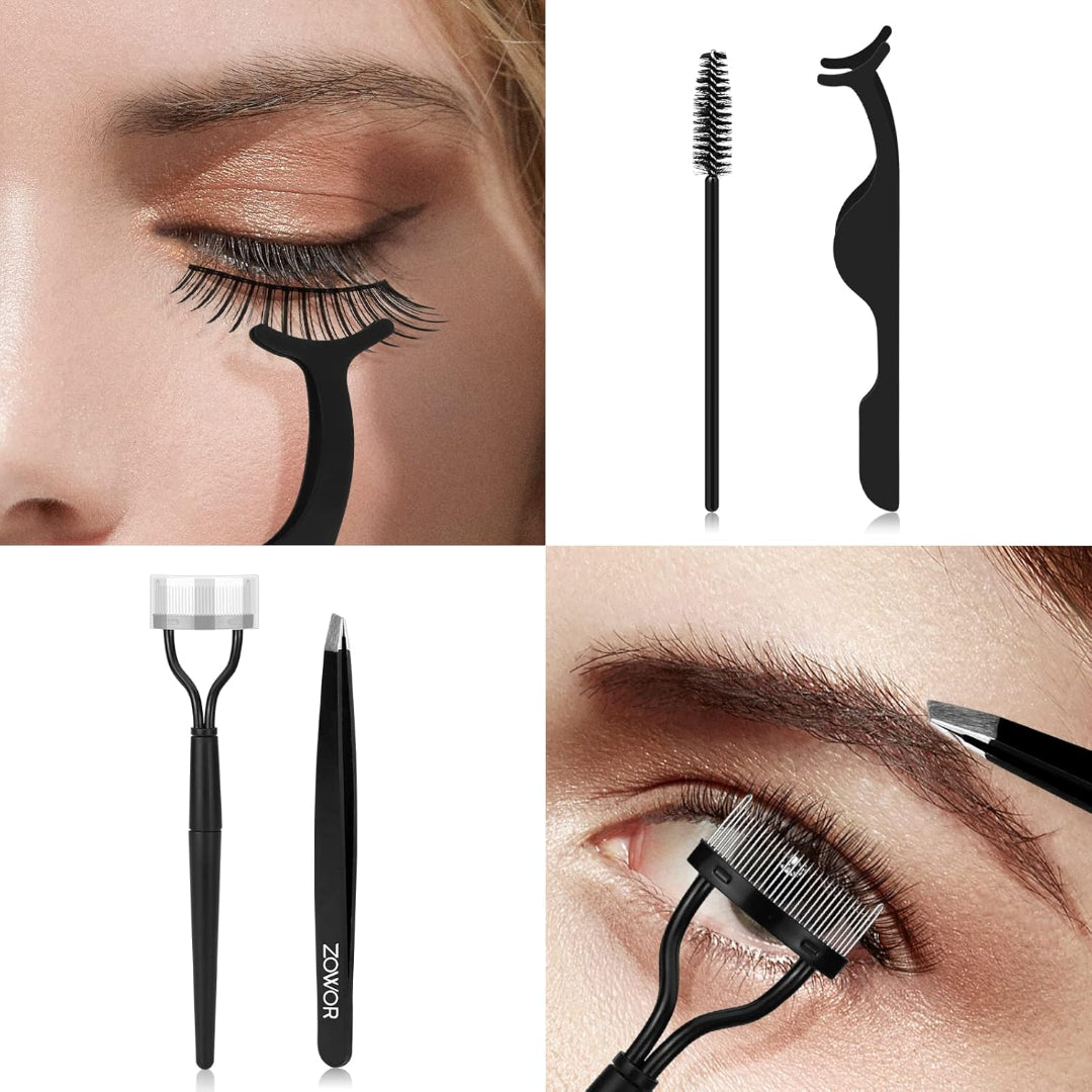 Eyelash Curler with Comb and Brush Fit All Eye Shape Curved Eyelash Curlers