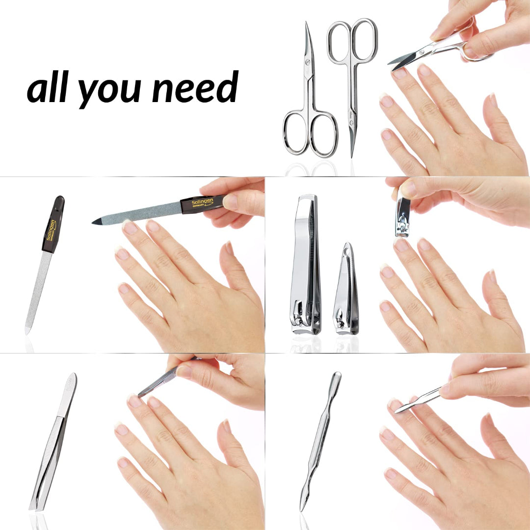 Bite Instruments Professional 7-in-1 Manicure & Pedicure Set Stainless Steel Nail Care Kit