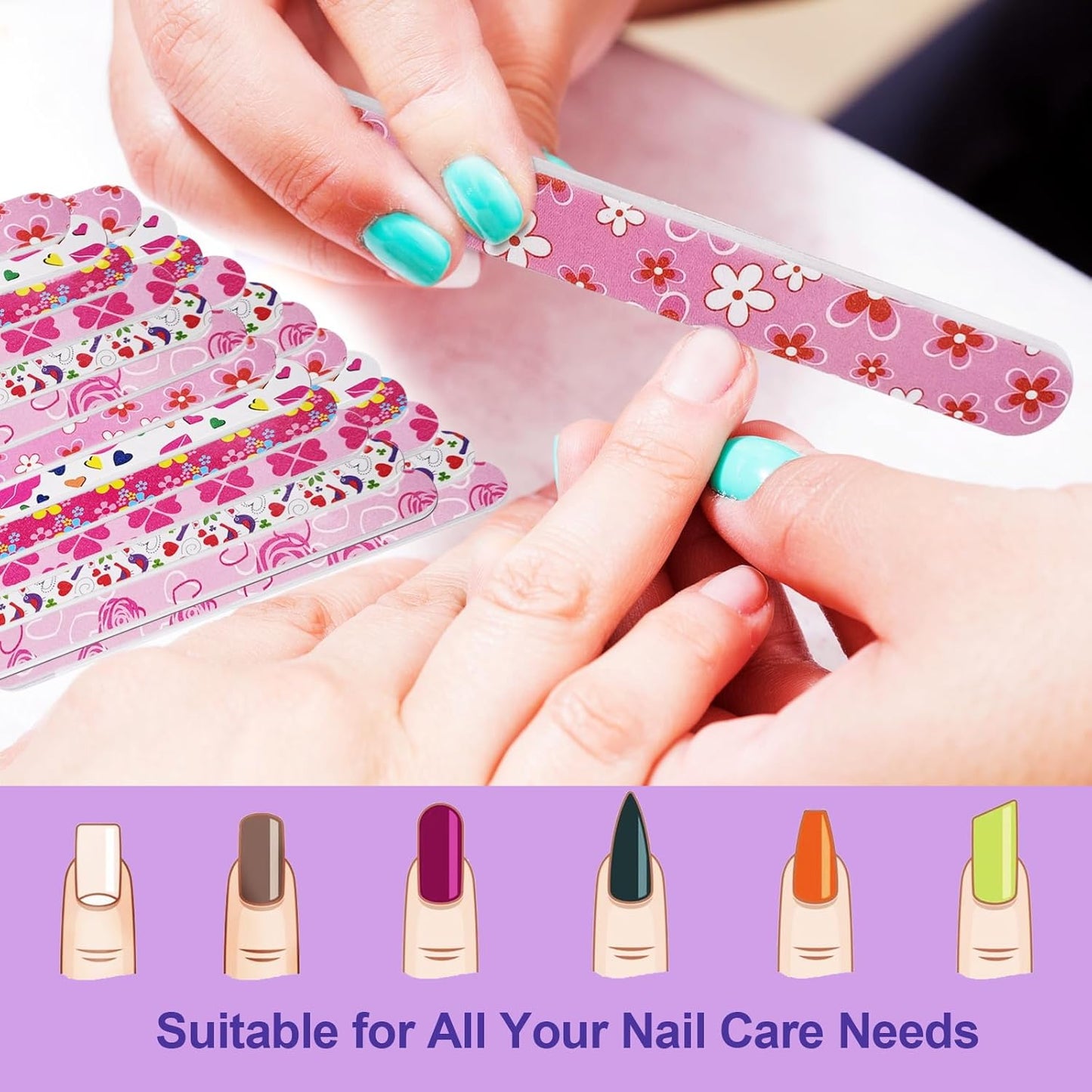 Professional Nail Files 100/180 Grit – Double-Sided Emery Boards for Manicure & Pedicure