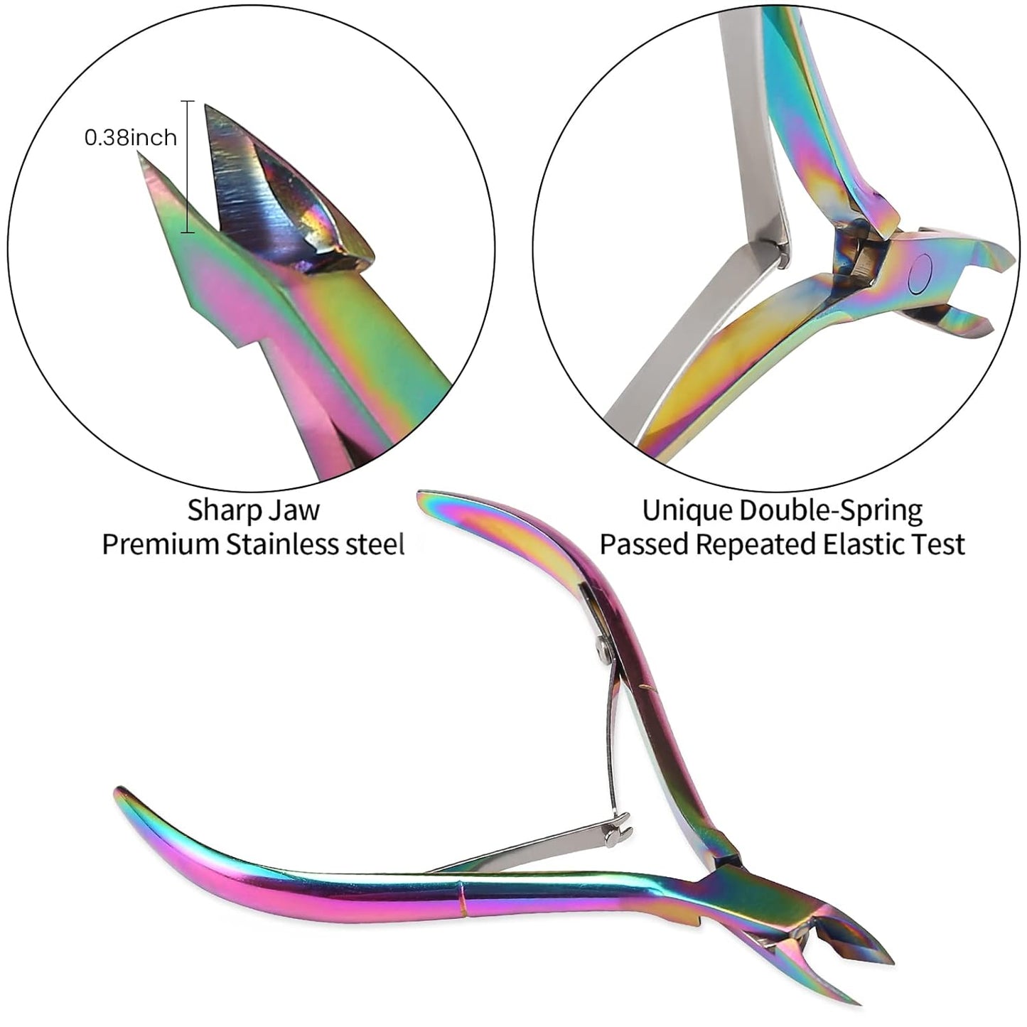 Rainbow Cuticle Nipper & Pusher Set Stainless Steel Manicure Tools Kit| Bite Instruments