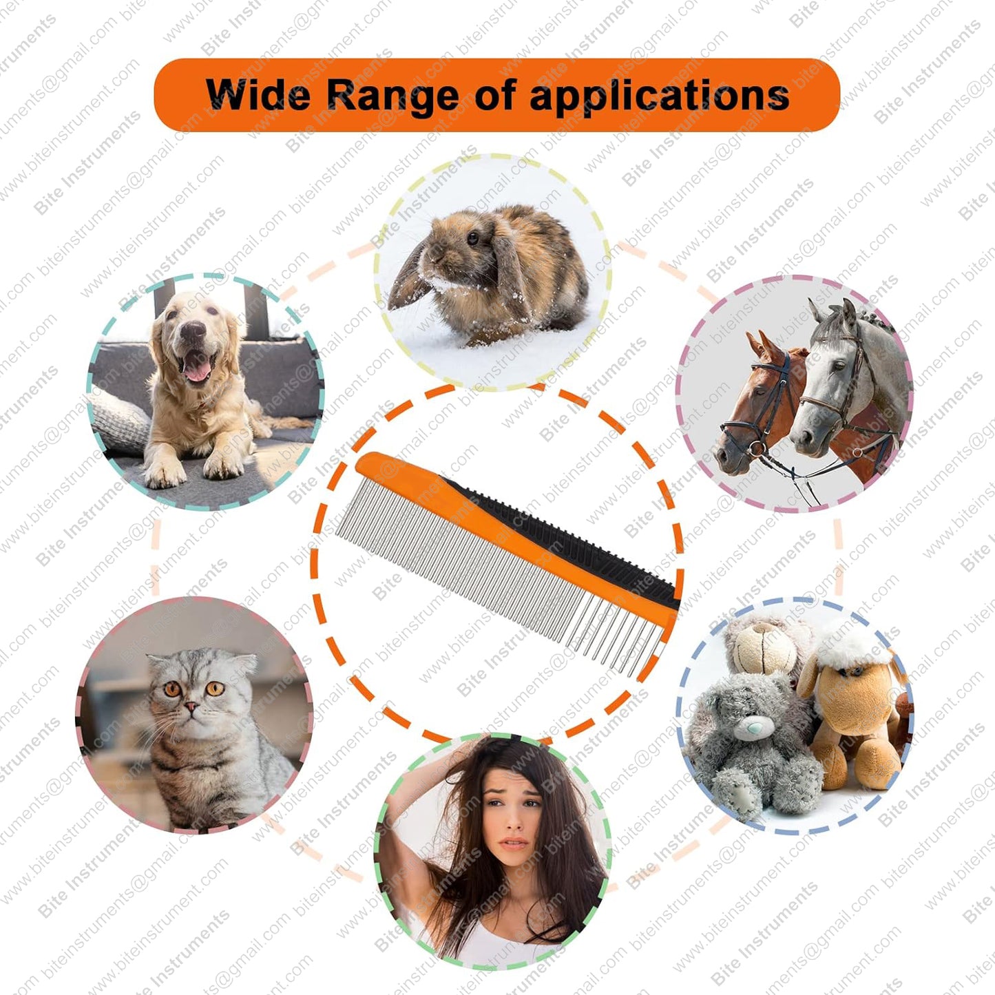 Dog Grooming Comb with Anti-Slip Handle | Bite Instruments