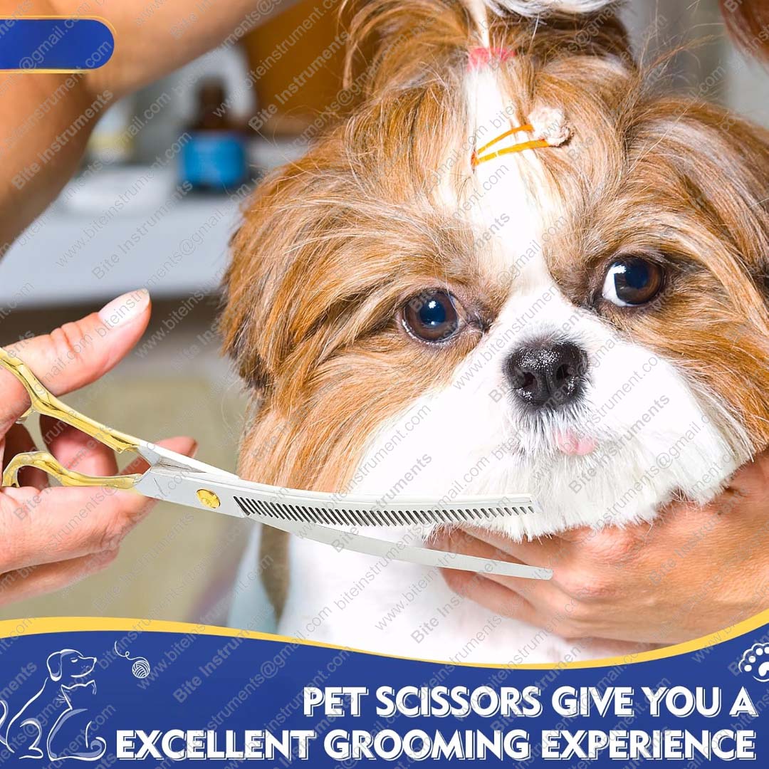 Curved Thinner Grooming Scissors for Dogs & Pets | Bite Instruments