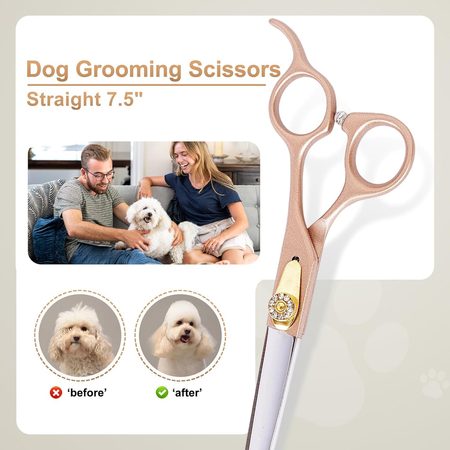 Bite Instruments Premium Straight Shears – Dog & Cat Grooming Scissors