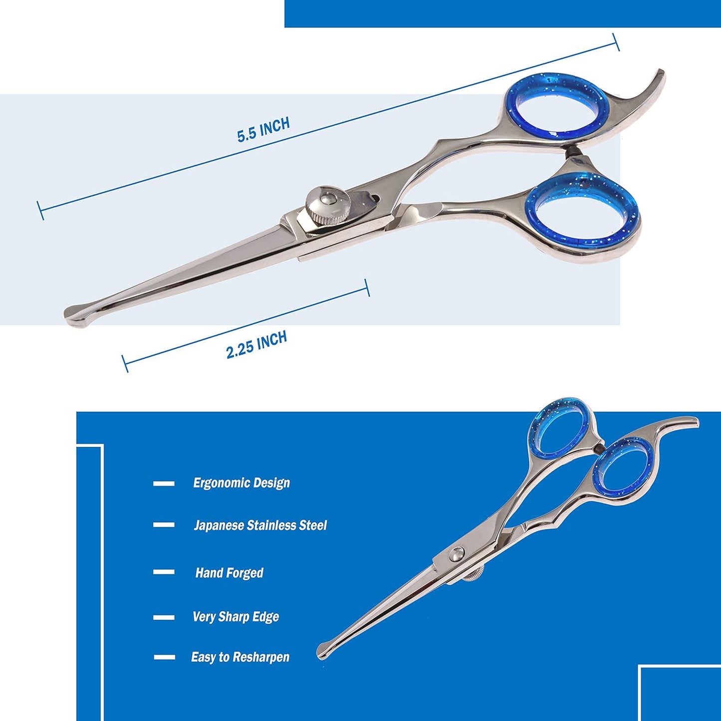 Premium Straight Shears Right-Handed Professional Dog & Cat Grooming Scissors