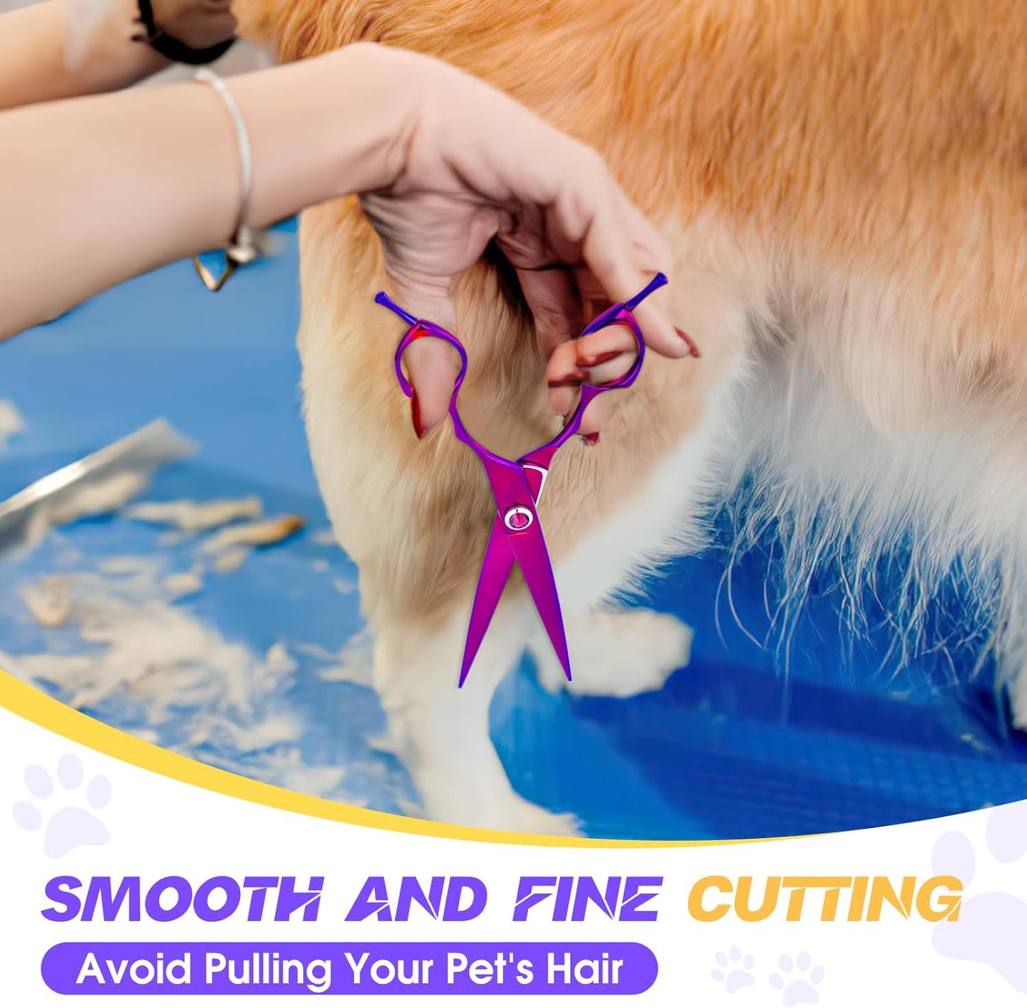 Premium Straight Shears Right-Handed Professional Dog & Cat Grooming Scissors