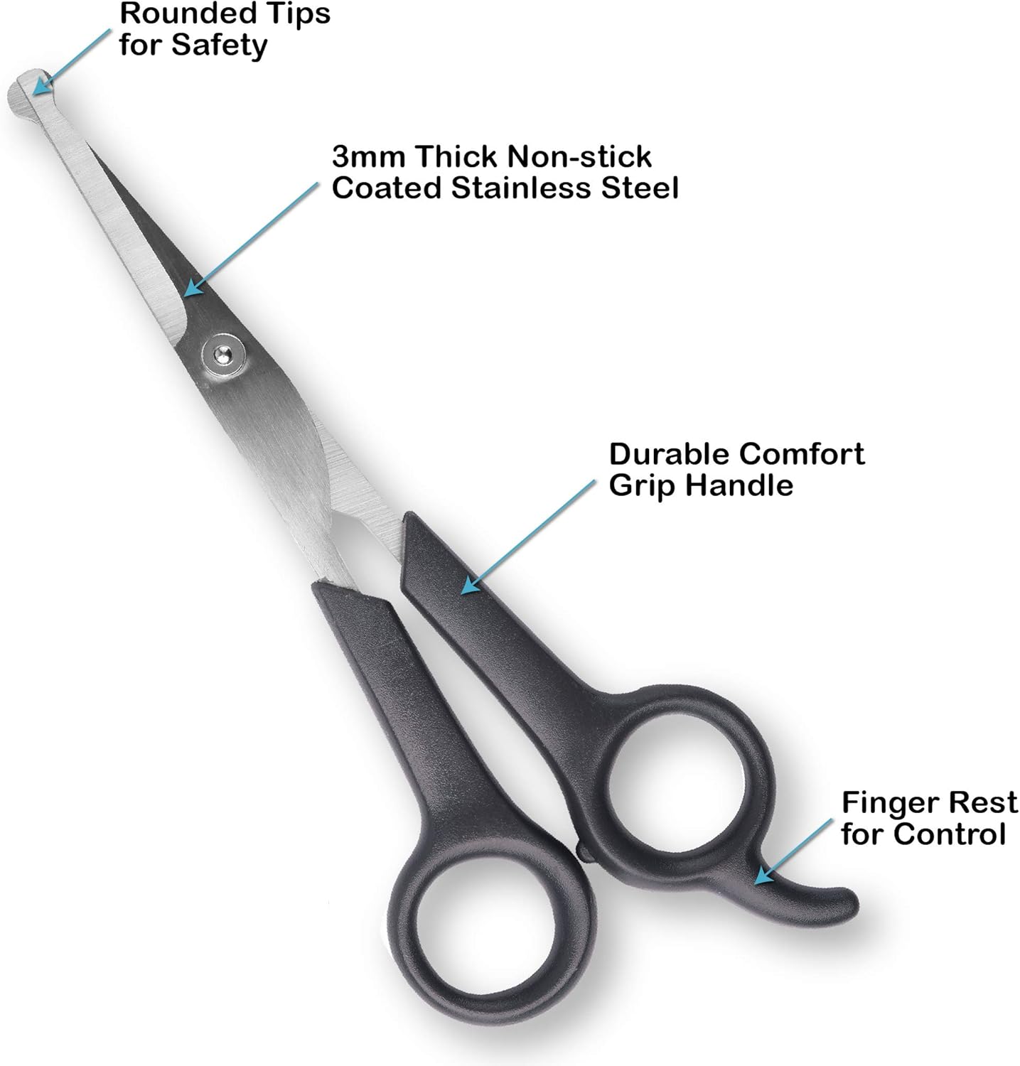 Pet Grooming Scissors Body & Facial Trimmer Durable Stainless Steel Rounded Tips Shears