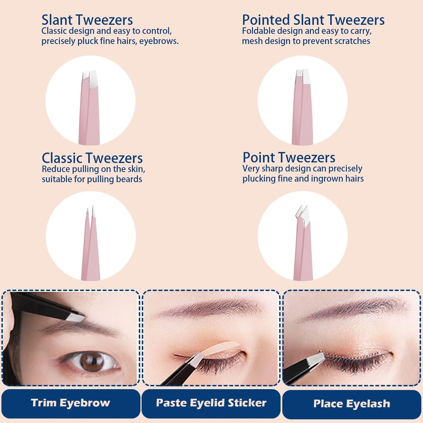 Tweezer Set For Man Women, Precision Tweezers For Facial Hair, Eyebrow Stainless Steel
