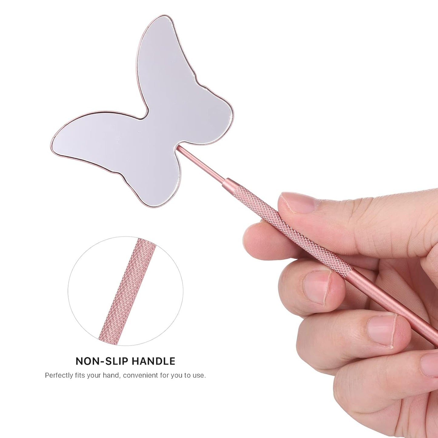 Cute Butterfly Lash Mirror for Eyelash Extensions Stainless Steel Eyelash Makeup Mirror