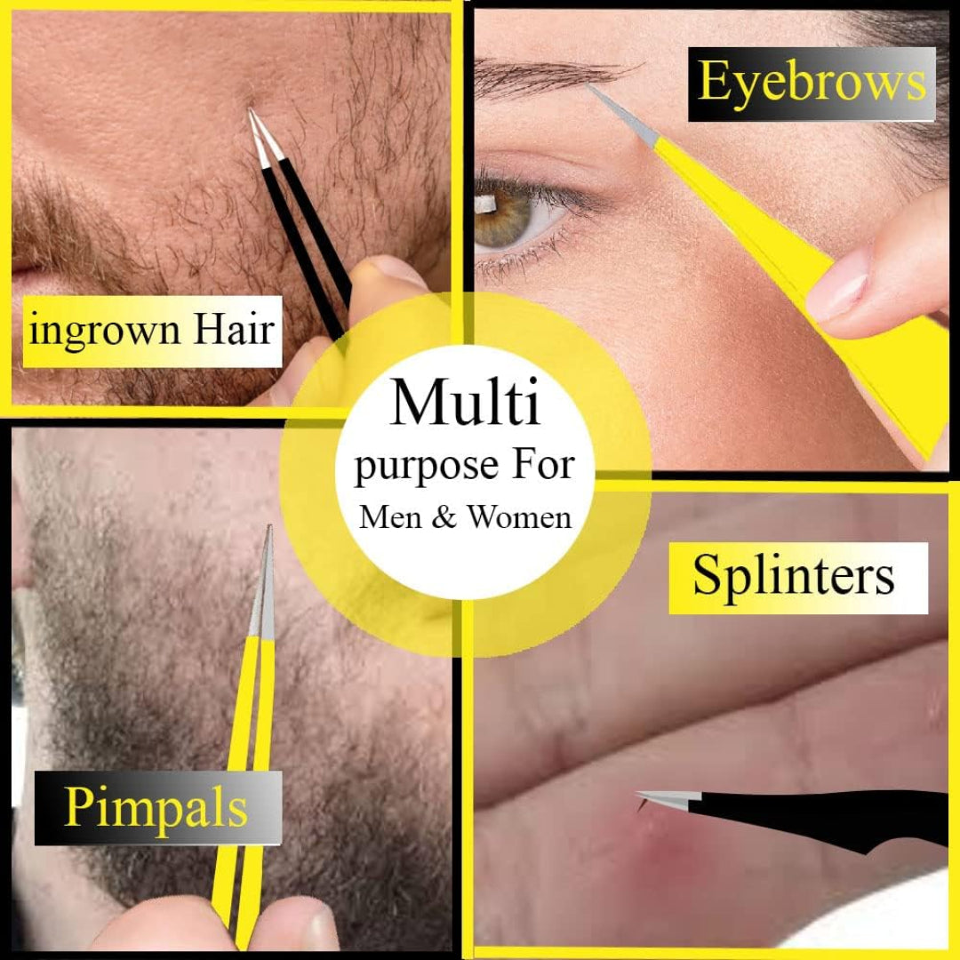 Bite Instruments Pointed Tweezers Precision, Pointy Tweezers for Ingrown Hair Removal