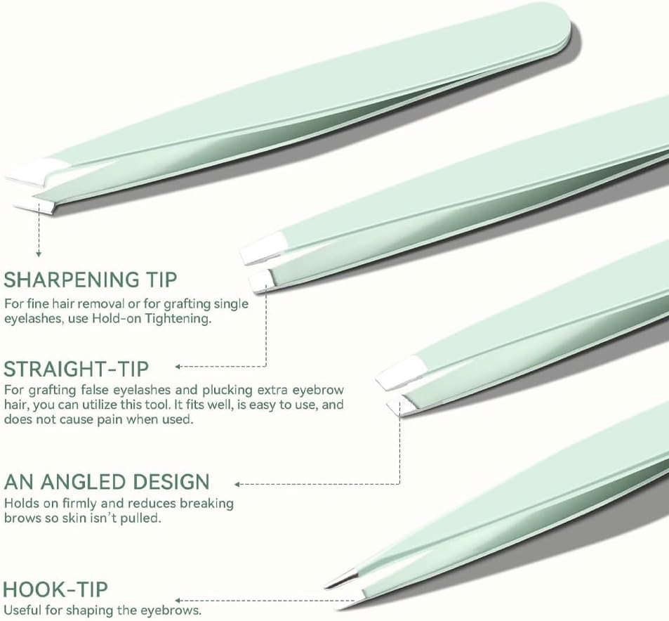 Professional Tweezer Set Precision Tweezers For Facial Hair, Eyebrow Tweezer Stainless Steel