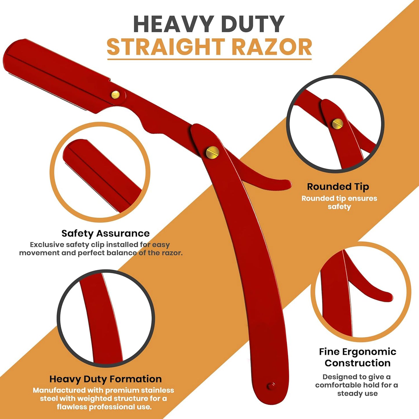 Professional Barber Straight Edge Razor for Comfortable Smooth Shave By Bite Instruments