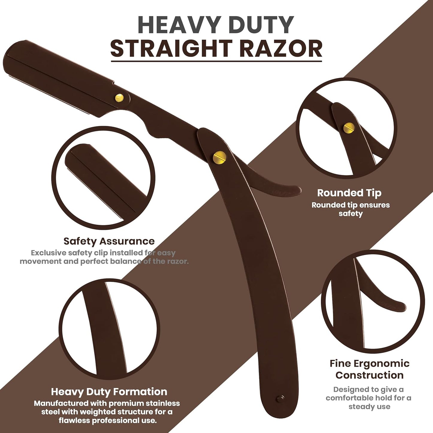 Professional Straight Razor for Men, Barber Straight Edge Razor Safety with Blades