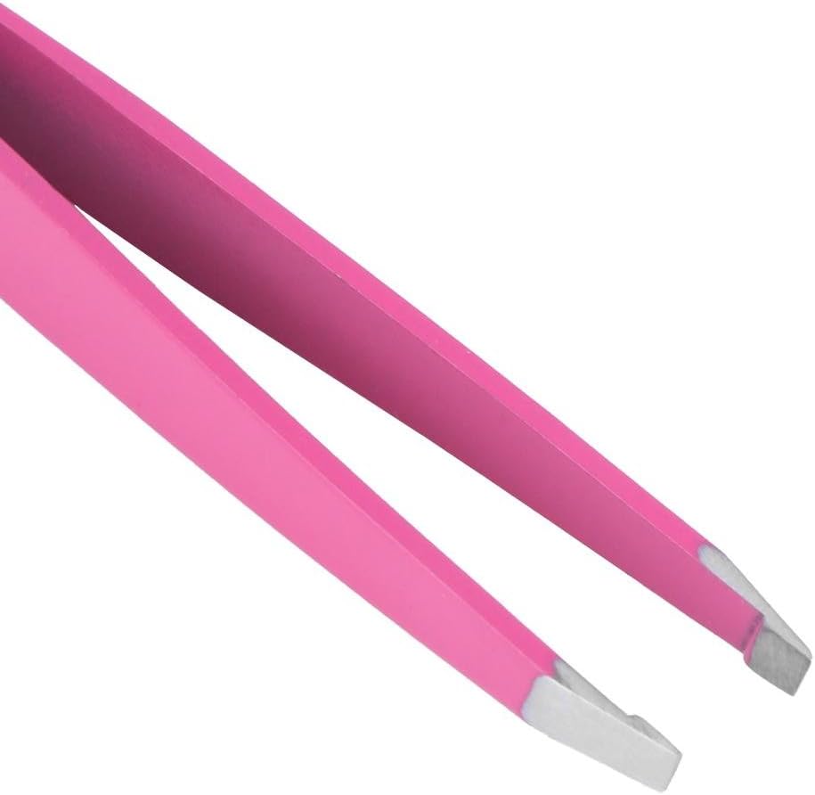 Professional Pink Oblique Slanted Eyebrow Tweezer