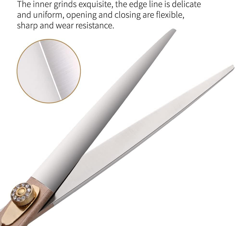 Professional 7.0-inch Rose Gold Dog Grooming Scissors Set - 440C Stainless Steel Curved, Thinning & Straight Shears with Comb
