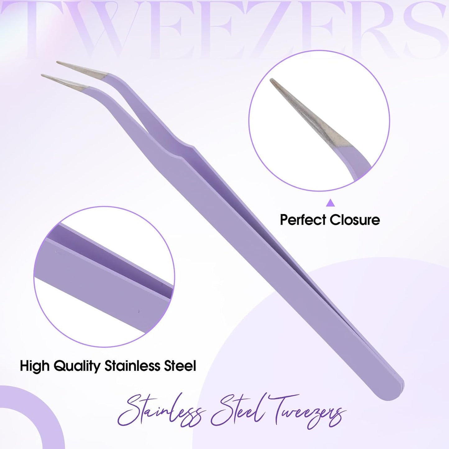 Lash Tweezers for Eyelash Extensions, Stainless Steel Volume lash-tweezers