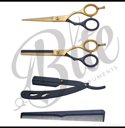 Professional Barber Scissor Kit with Razor & Comb | Bite Instruments Hair Cutting Tools