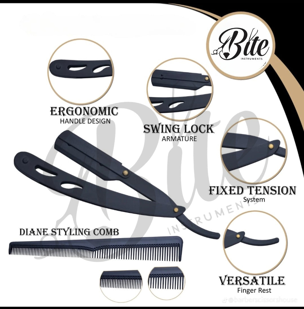 Professional Barber Scissor Kit with Razor & Comb | Bite Instruments Hair Cutting Tools