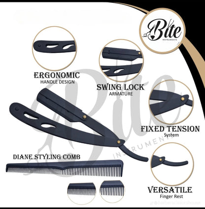 Professional Barber Scissor Kit with Razor & Comb | Bite Instruments Hair Cutting Tools