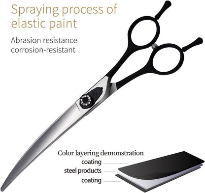 Professional 5'' Dog Grooming Scissors Set - Japanese-Style Straight & Texturizing Shears with Non-Slip Handles