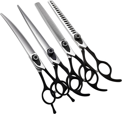 Professional 5'' Dog Grooming Scissors Set - Japanese-Style Straight & Texturizing Shears with Non-Slip Handles