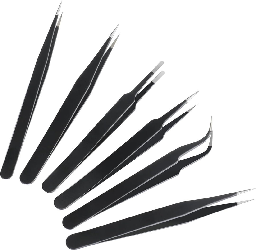 Bite Instruments 9 Pcs Precision Tweezers Set Stainless Steel for Electronics, Craft, Laboratory Work, Jewelry-Making, etc