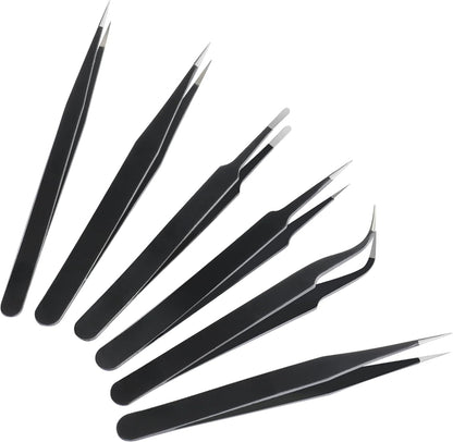 Bite Instruments 9 Pcs Precision Tweezers Set Stainless Steel for Electronics, Craft, Laboratory Work, Jewelry-Making, etc