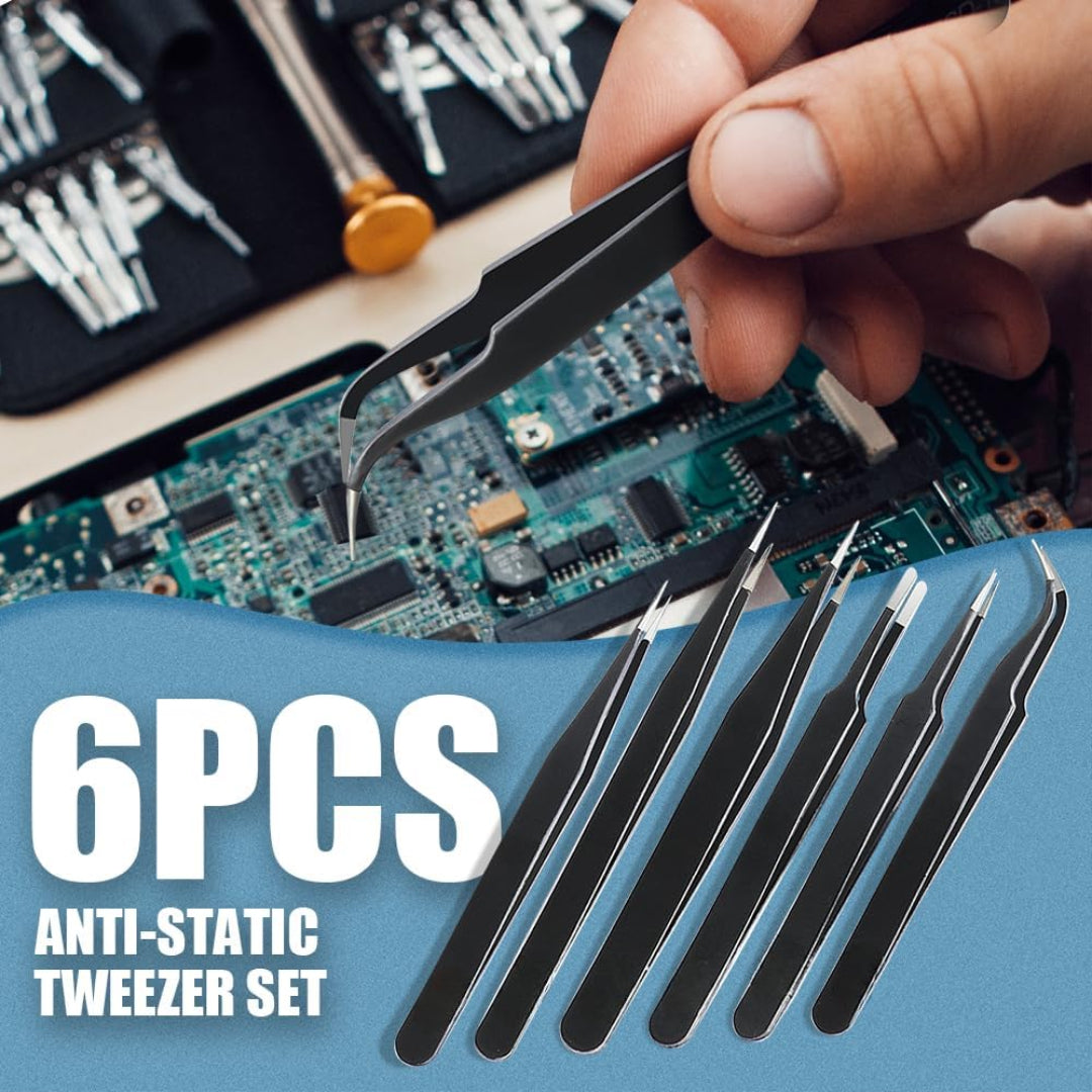 Bite Instruments 9 Pcs Precision Tweezers Set Stainless Steel for Electronics, Craft, Laboratory Work, Jewelry-Making, etc