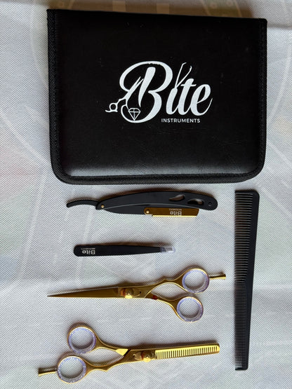 Premium Handmade Barber Kit – 6-in-1 Professional Hair Cutting Set | Sialkot Steel Scissors | Bite Instruments