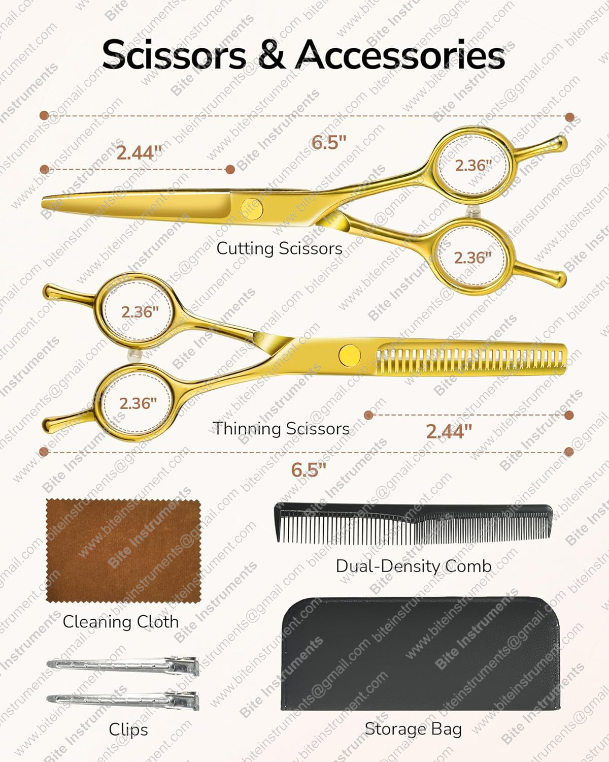 Professional Barber Scissor Kit – Hair Cutting & Thinning Shears Set with Comb, Clips & Case