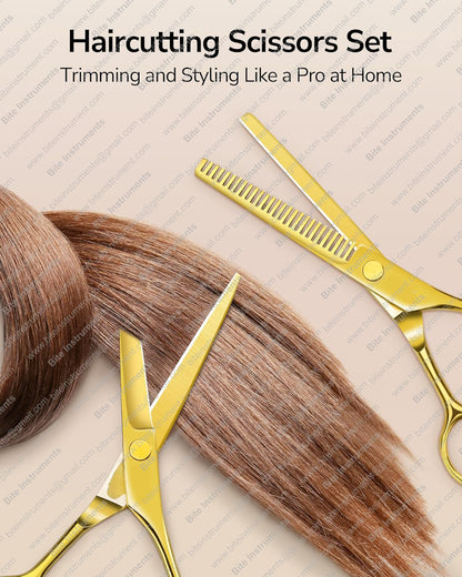 Professional Barber Scissor Kit – Hair Cutting & Thinning Shears Set with Comb, Clips & Case