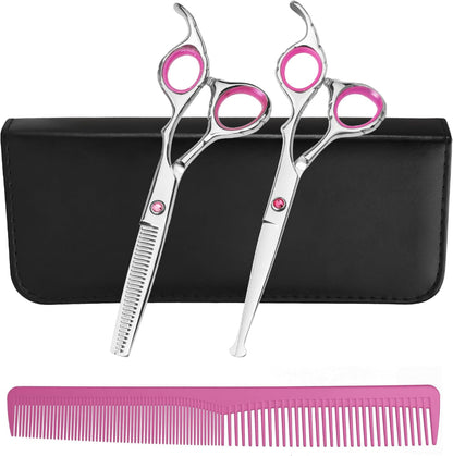 Professional 9-Piece Hair Cutting & Thinning Scissors Kit - Black & Gold Shears, Combs, Cape & Styling Accessories with Case