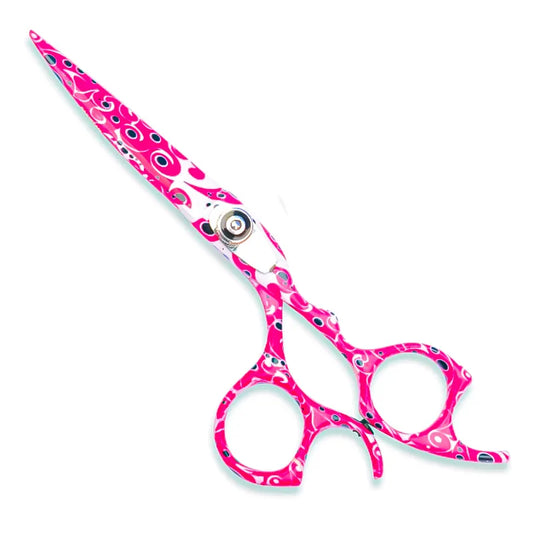Barracuda Collection: Stylish Pink Patterned Hair Cutting Scissors