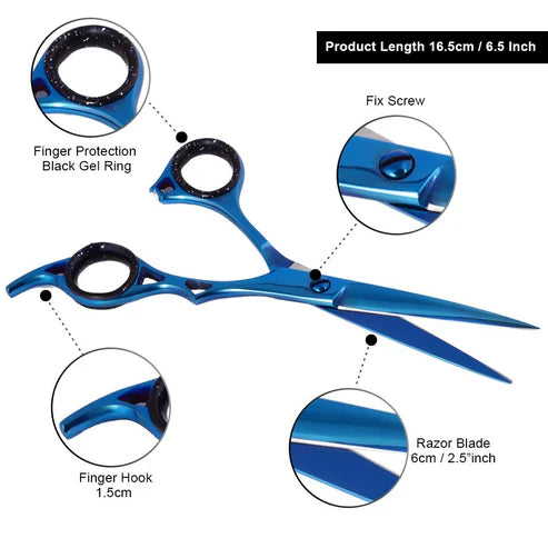 Precision Blue Coated Razor Edge Hair Cutting Scissors - 6.5 Inch