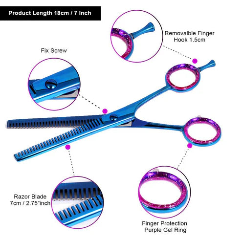 Professional Blue Coated Hair Thinning Scissors - 7 Inch