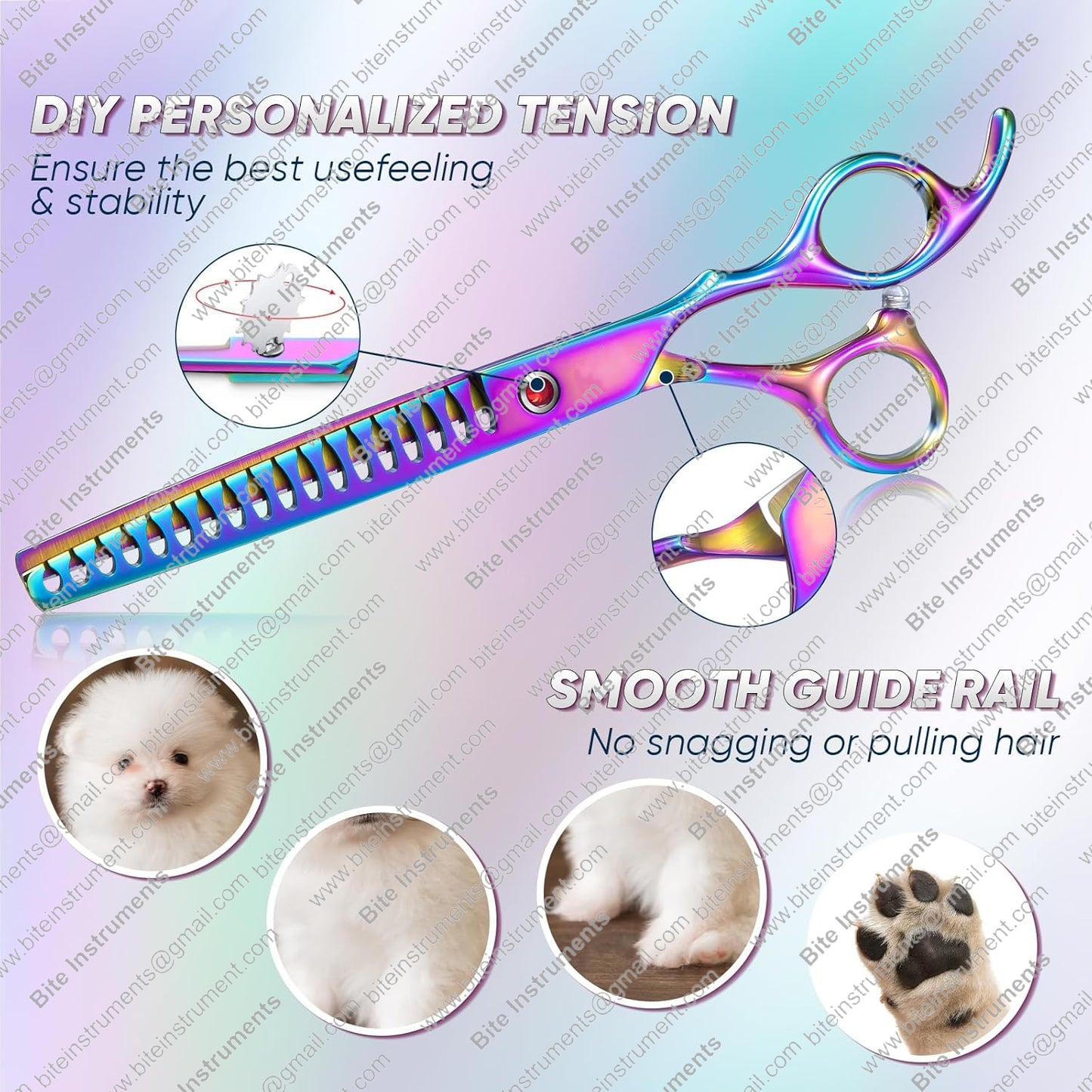 Professional Dog Grooming Scissors Pet Curved Chunker Shears 7.0''Sharp Blades 440C Steel Thinning Scissors