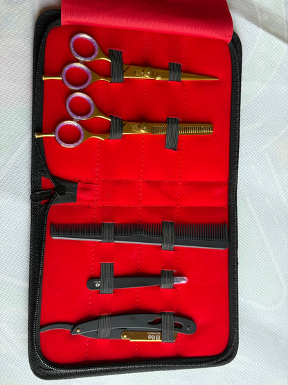 Premium Handmade Barber Kit – 6-in-1 Professional Hair Cutting Set | Sialkot Steel Scissors | Bite Instruments