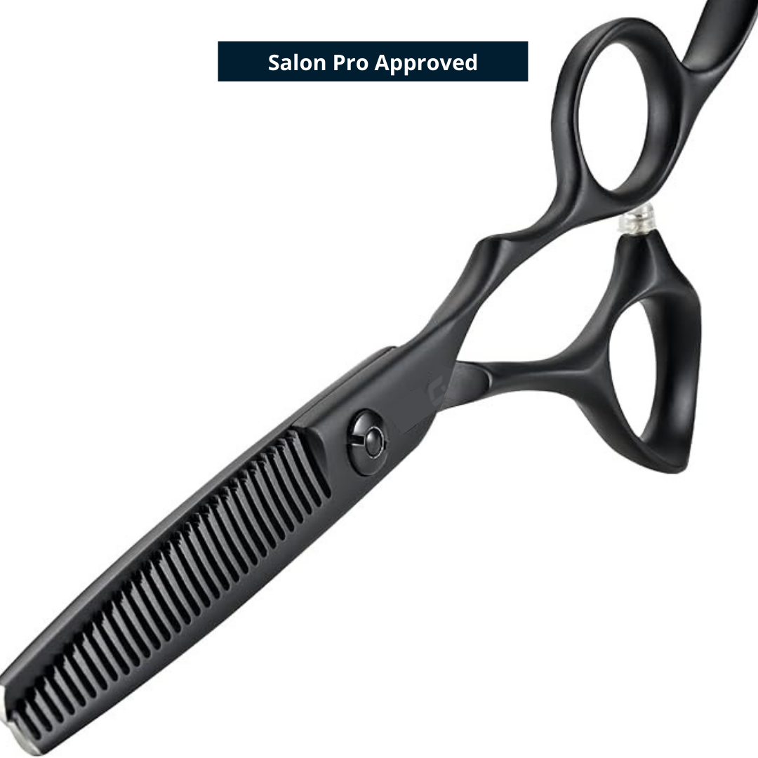Ergonomic Offset Hair Shears - 30° Titanium Alloy Barber Scissors (6.5") - Laser Engraved