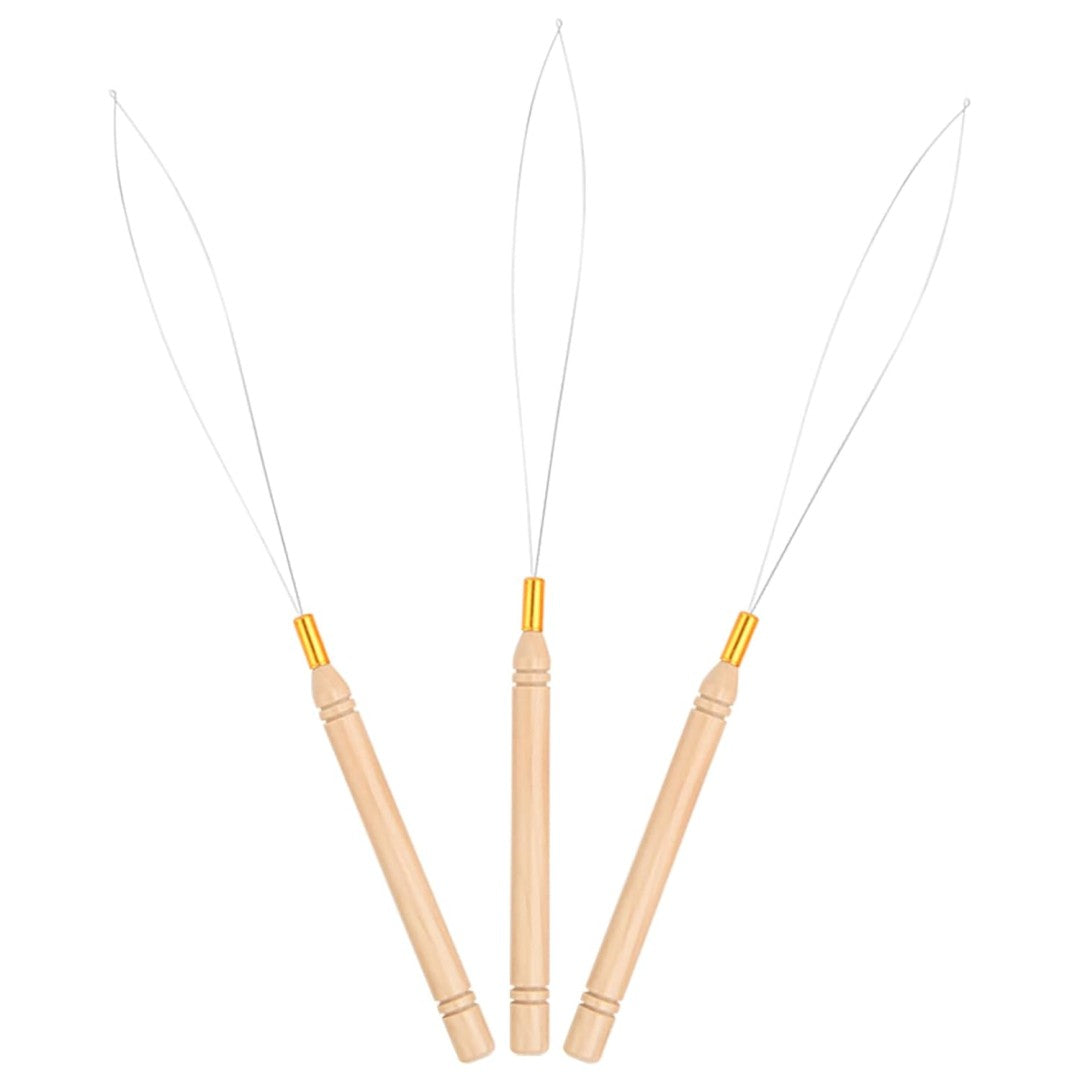 Professional Hair Extension Loop Tool & Pulling Needle for Micro Beads and Rings (3 Piece)