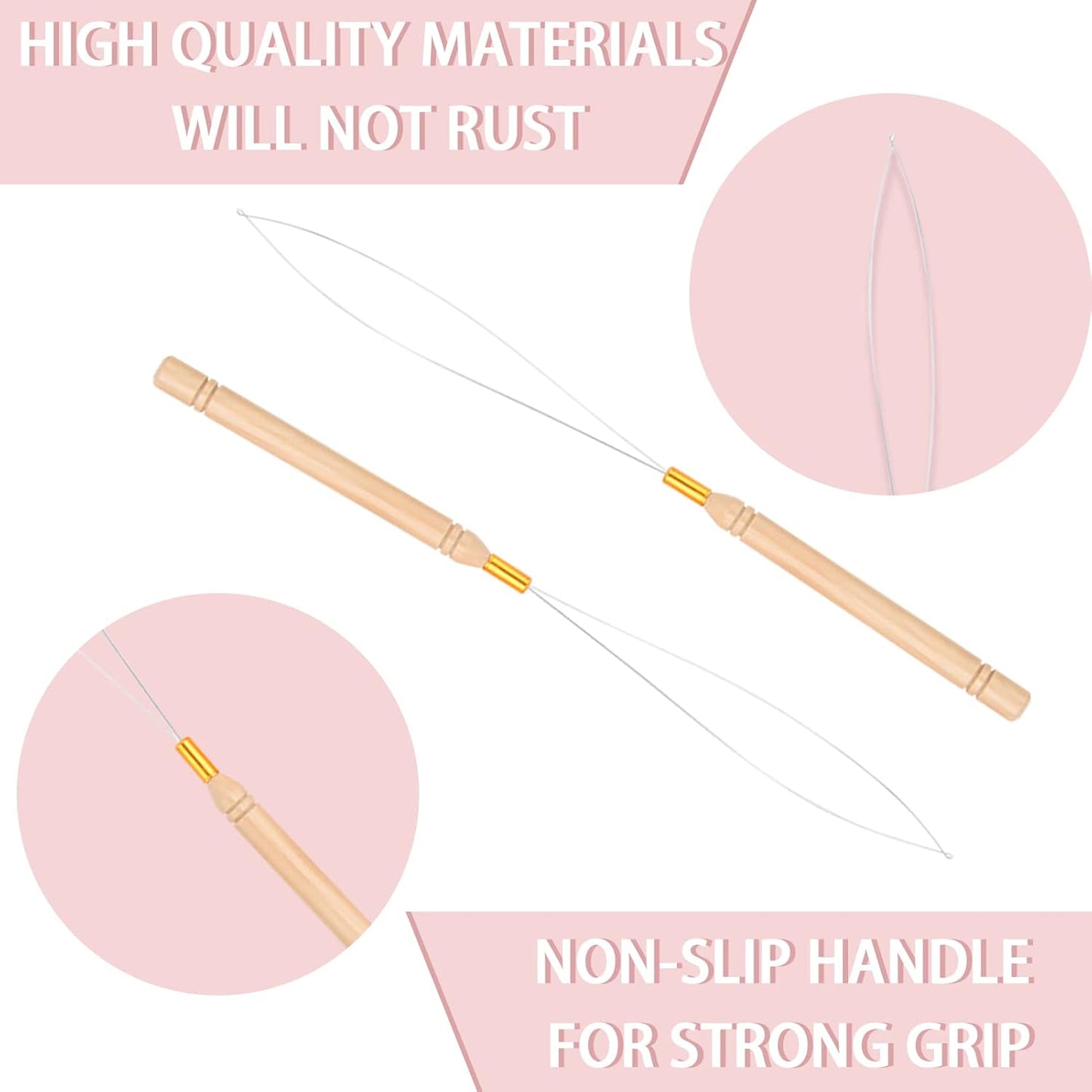 Professional Hair Extension Loop Tool & Pulling Needle for Micro Beads and Rings (3 Piece)