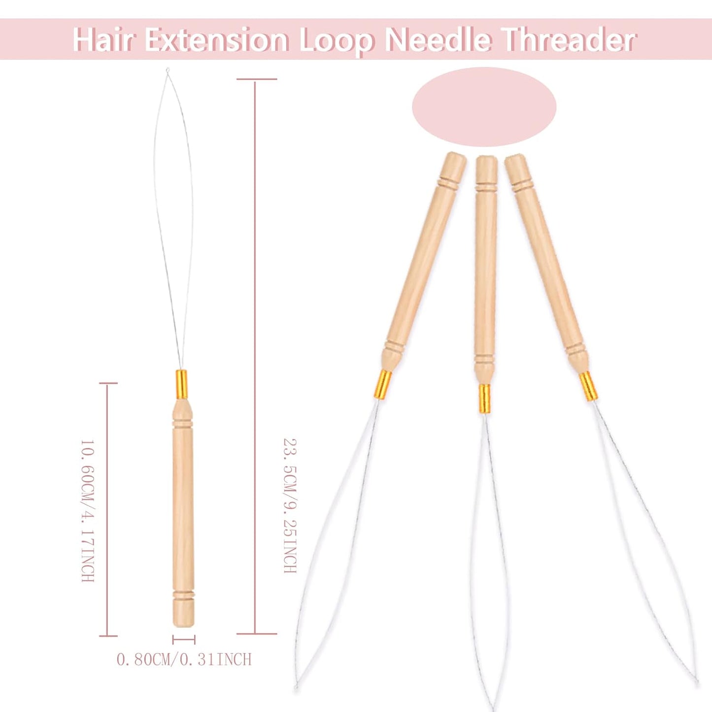 Professional Hair Extension Loop Tool & Pulling Needle for Micro Beads and Rings (3 Piece)