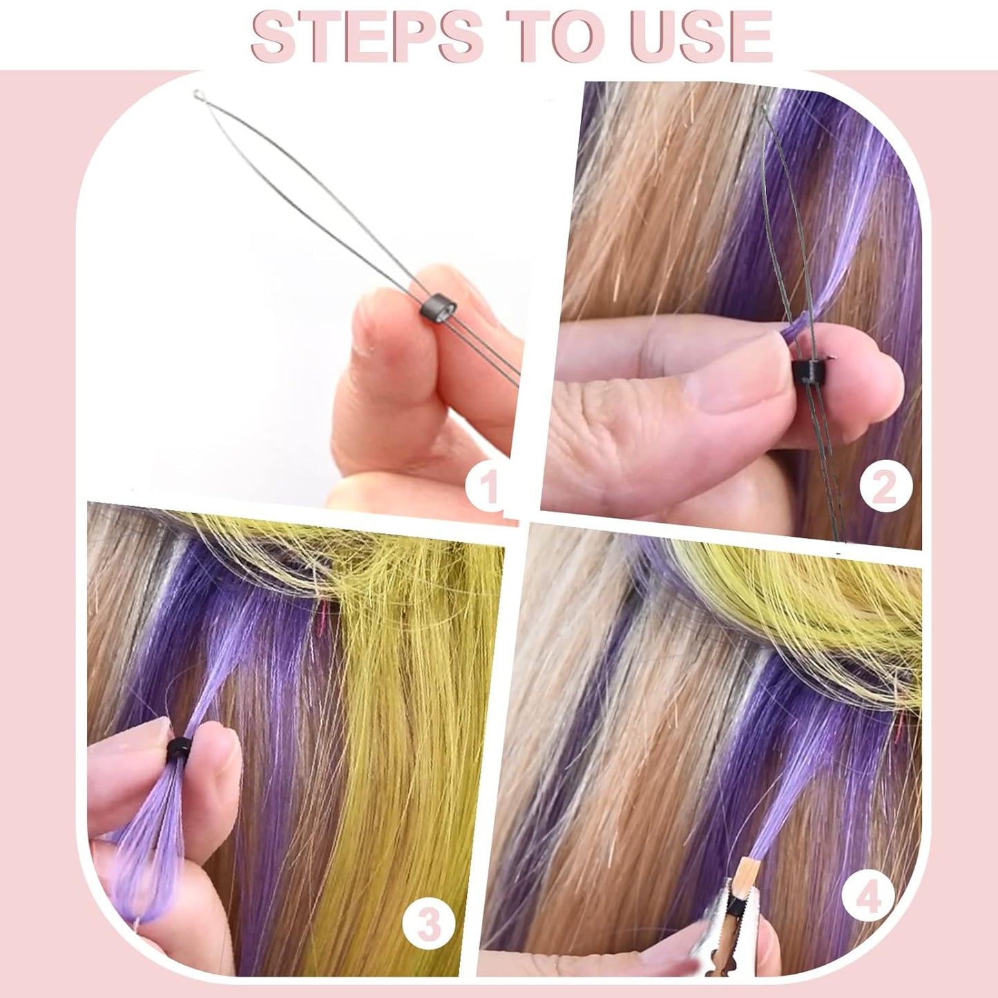 Professional Hair Extension Loop Tool & Pulling Needle for Micro Beads and Rings (3 Piece)