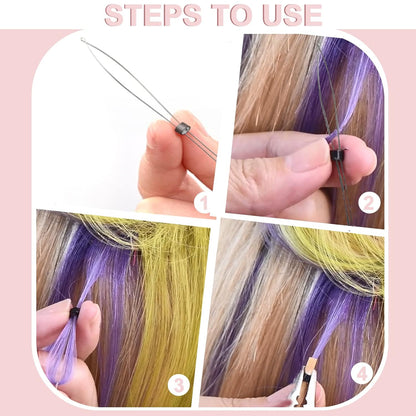 Professional Hair Extension Loop Tool & Pulling Needle for Micro Beads and Rings (3 Piece)