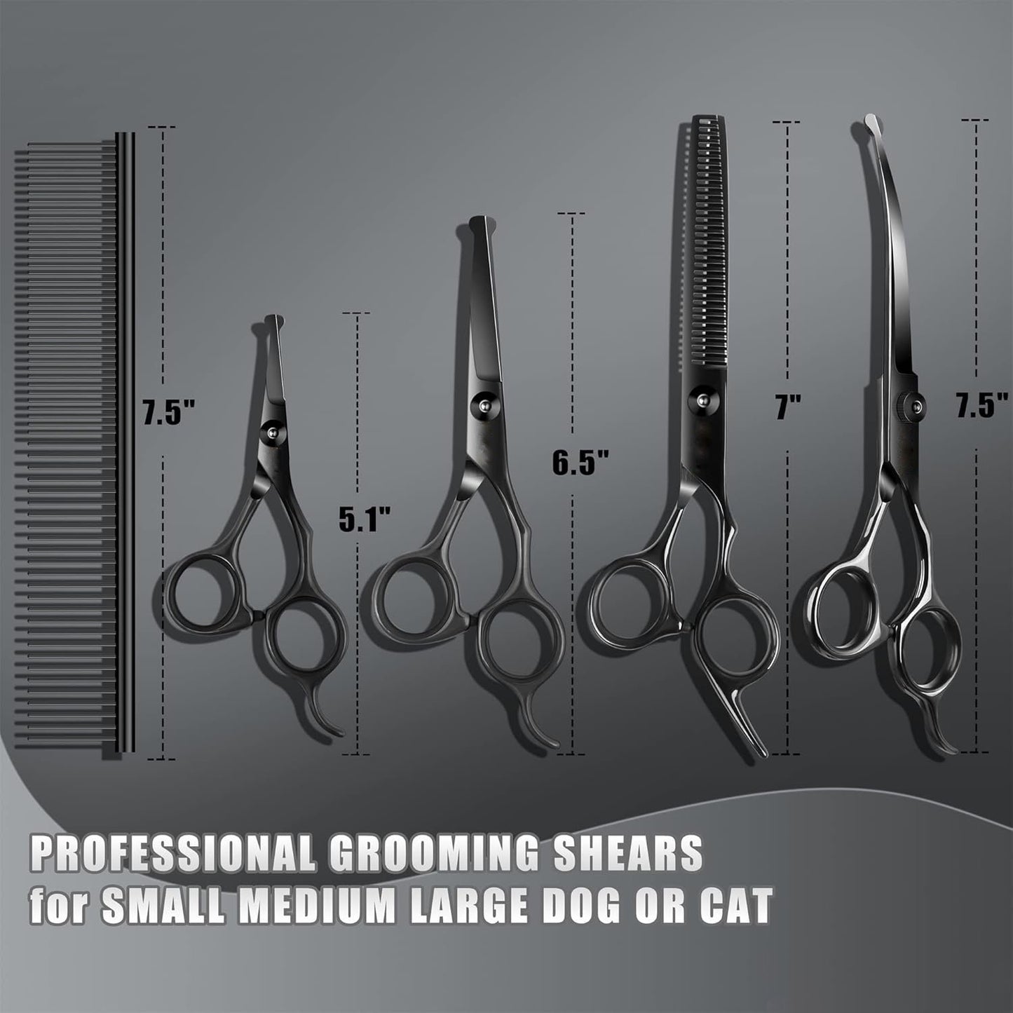 Professional 6-in-1 Titanium-Coated Dog & Cat Grooming Scissors Set - Safety Shears Kit for All Pet Sizes