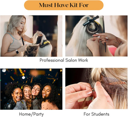 Bite Instruments Professional Hair Extension & Beading Tool Kit – Black Coated