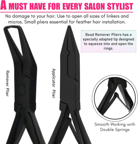Bite Instruments Professional Hair Extension & Beading Tool Kit – Black Coated