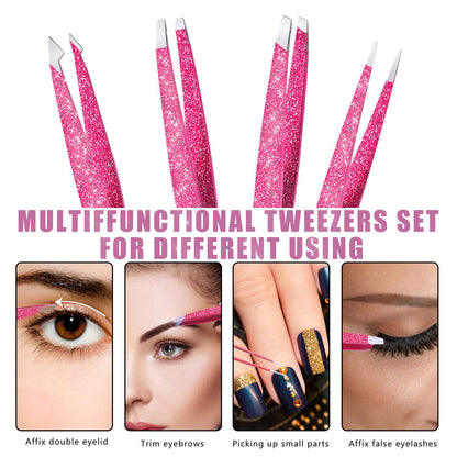 Bite Instruments Iridescent Slant Tip Eyebrow Tweezer Stainless Steel Tweezers for Ingrown Hair Removal
