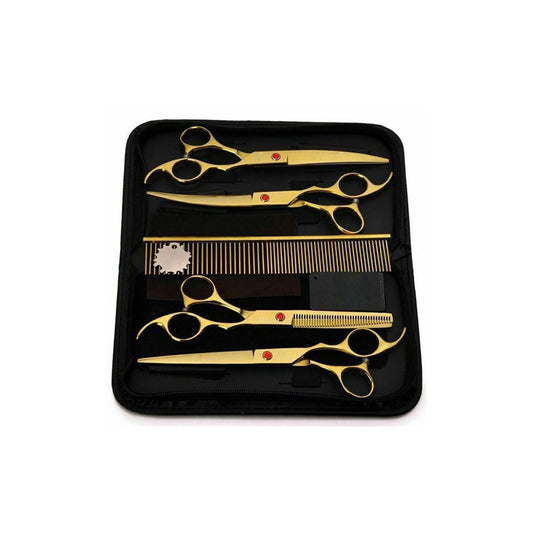 Bite Instruments Professional Hair Cutting Kit - All-Gold Barber Shears & Razor Set