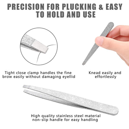 Bite Instruments Iridescent Slant Tip Eyebrow Tweezer Stainless Steel for Ingrown Hair Removal